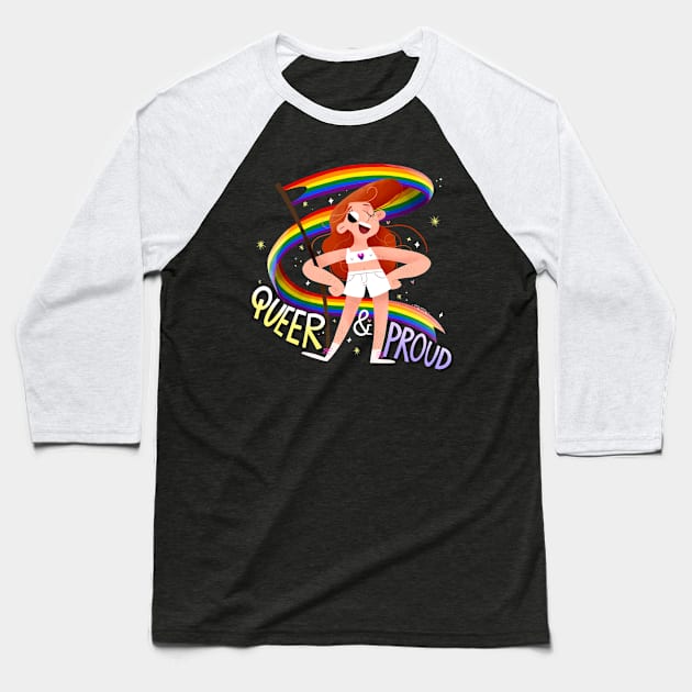 Queer & Proud. Bi heart Baseball T-Shirt by Gummy Illustrations